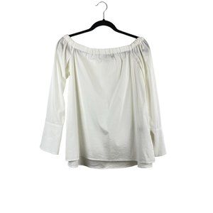 Lafayette 148 White Off Shoulder Long Sleeve Blouse Sz S